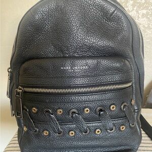 Marc Jacobs Black Leather Backpack with Grommet Details